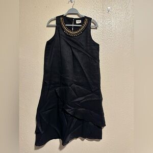 Island Shop Linen Dress‎ Size 10 Beaded Fully Lined